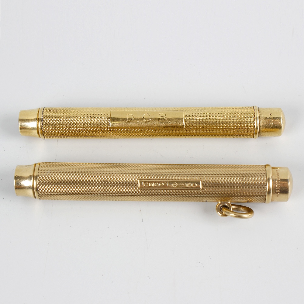 An 18ct gold Sampson Mordan & Co. retractable pencil of telescopic form with further Asprey