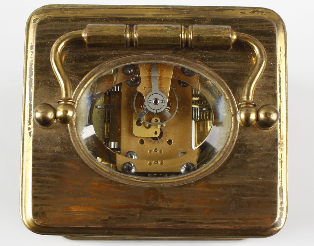 A brass cornice cased carriage clock with white Roman dial, the replaced leaver platform - Image 5 of 5