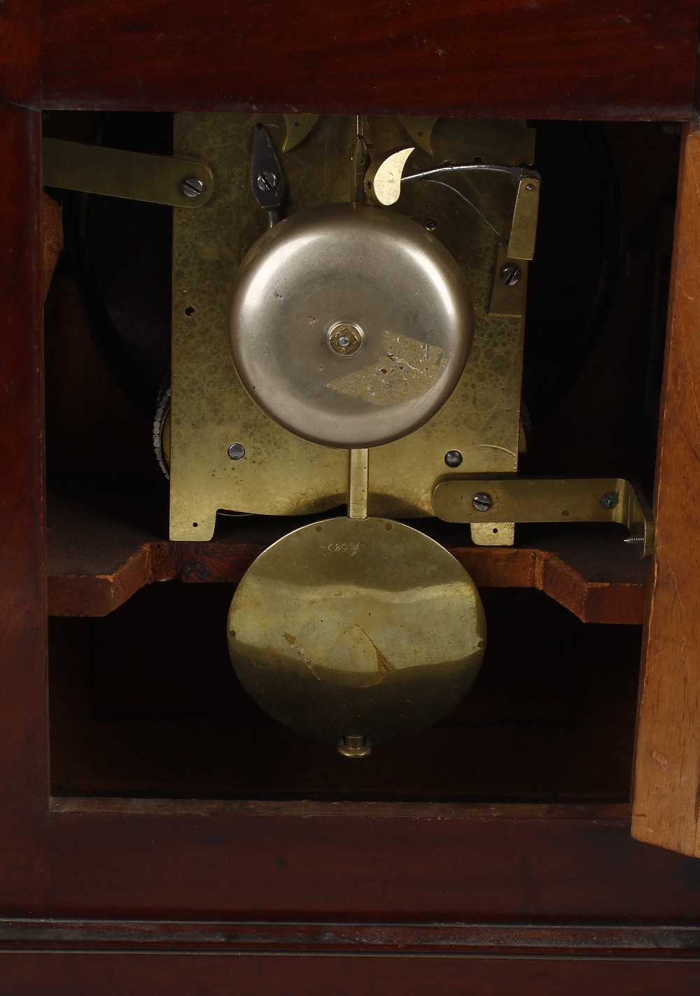 A second quarter 19th century mahogany twin fusee bracket clock The 8-inch cream-painted convex - Image 3 of 3