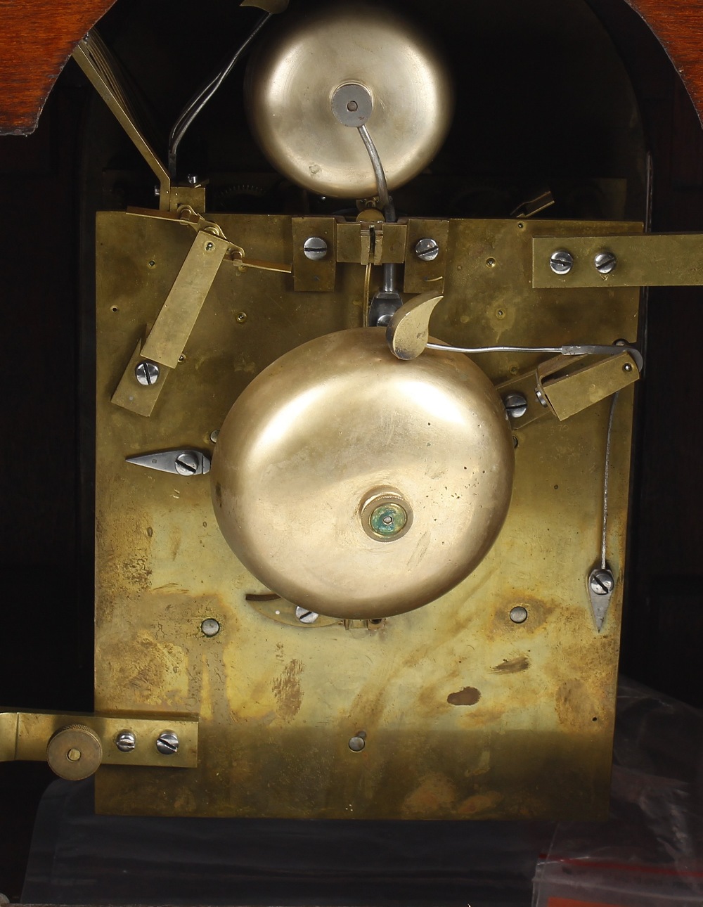 A mid Victorian oak-cased triple fusee bracket or table clock R. J. H. Chaplin, Arcade, London - Image 2 of 2