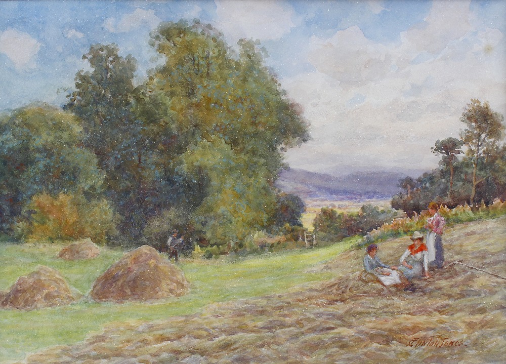 Josiah Clinton Jones (1848 û 1936). Four assorted signed watercolours, comprising, Hay Time in the