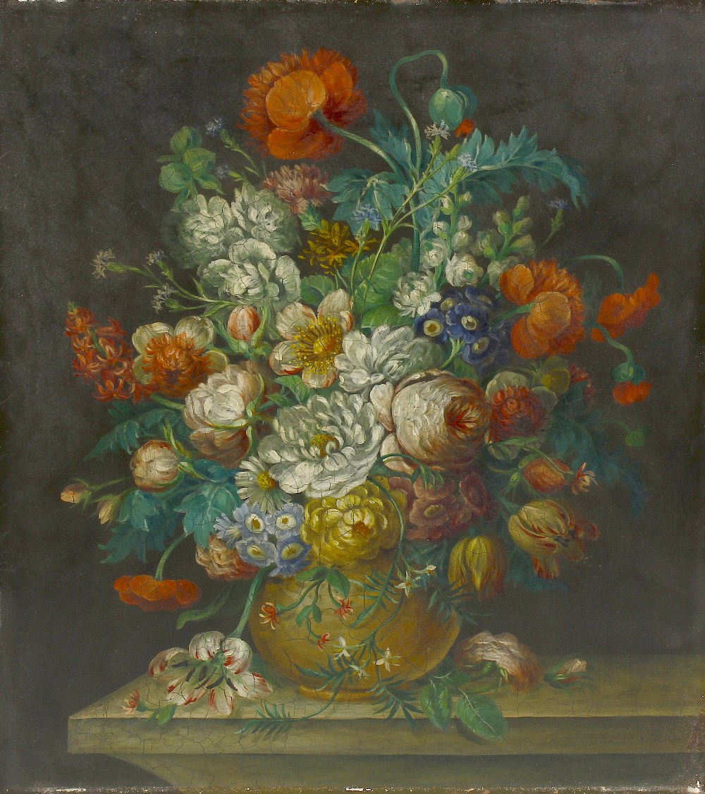 Dutch School (19th century)Still life with vase of flowers Oil on copper Unsigned 15.5 x 13.5 (39.
