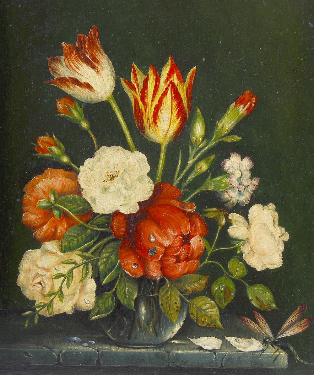 A group of 20th century oil paintings. Still lives of flowers, to include a Dutch School example