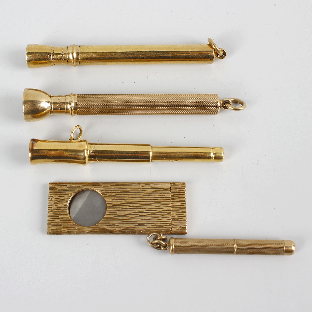 An 18ct gold Sampson Mordan & Co. cigar piercer, of plain telescopic form, hallmarked and with