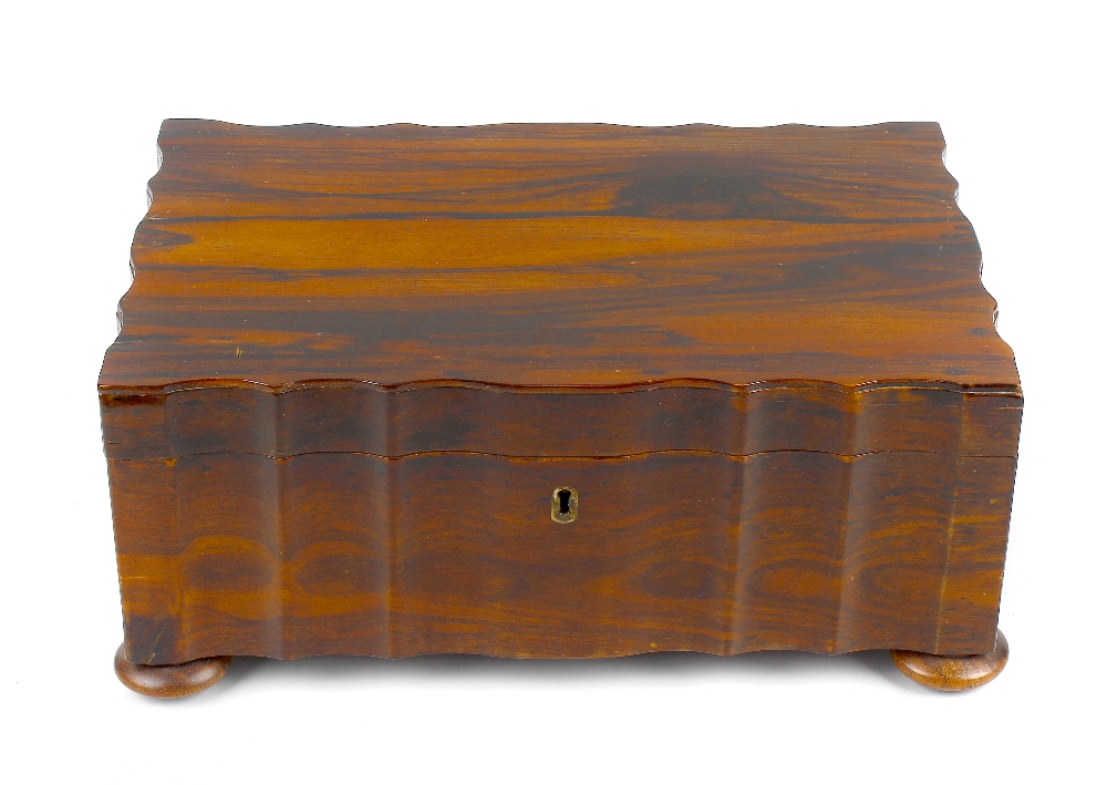 A 19th century Anglo-Indian coromandel sewing box South India/Sri Lanka (Ceylon) Of wavy oblong