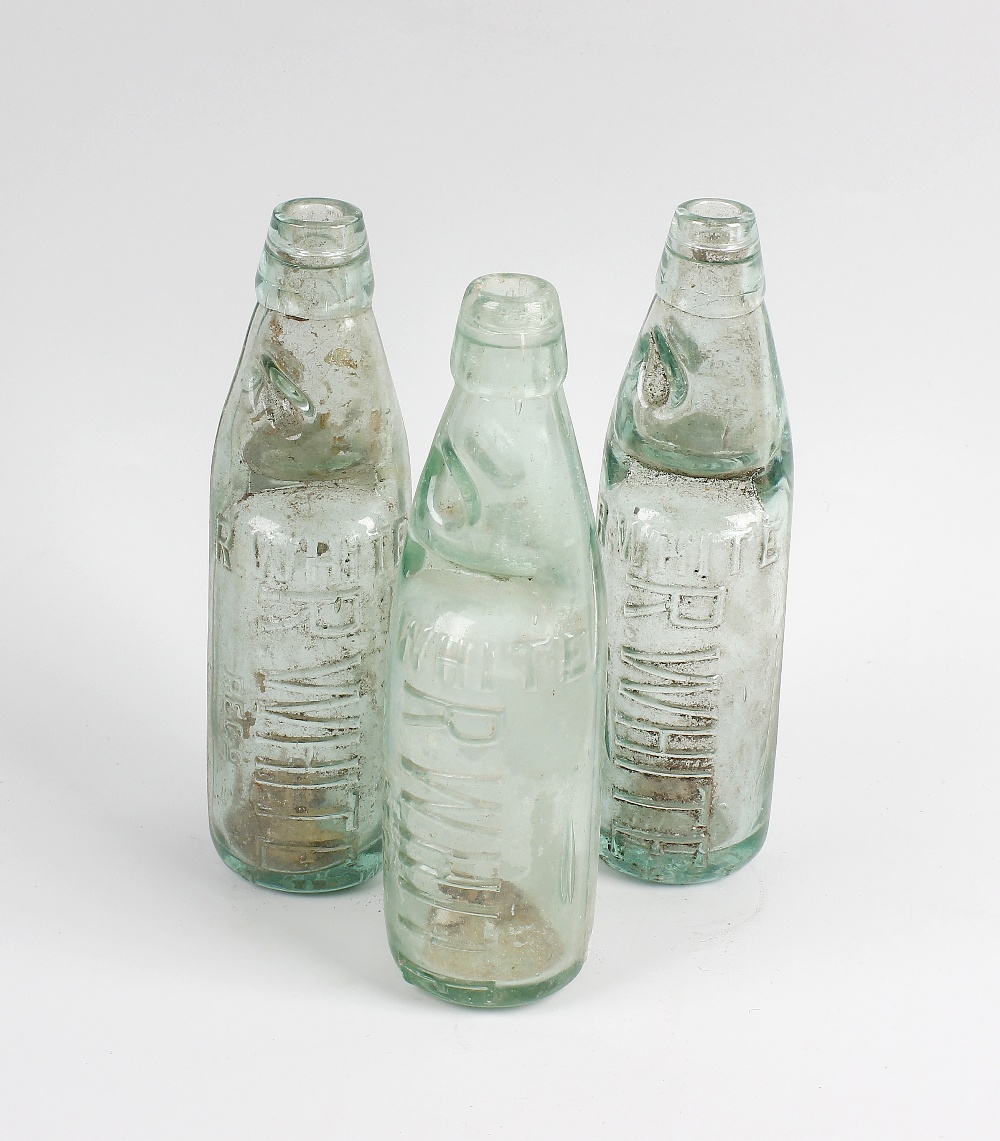 Two boxes containing a large collection of assorted glass bottles To include numerous old 'R White'