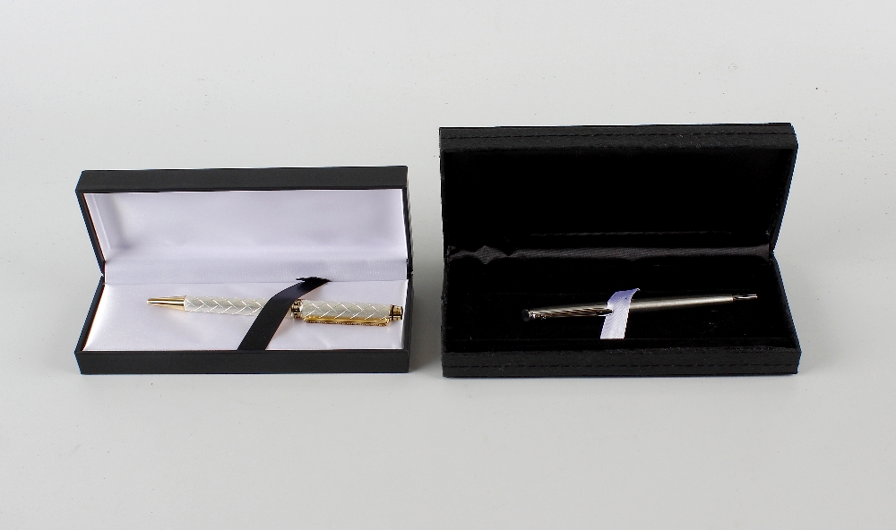 A group of assorted pens. Comprising Caran d'Ache fountain pen with 18K white gold nib, in