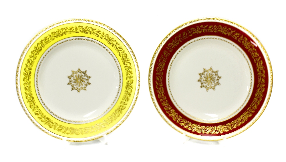 A set of six Royal Worcester porcelain Long Service plates. Awarded to Flo Harvey for 10, 15, 20, 25