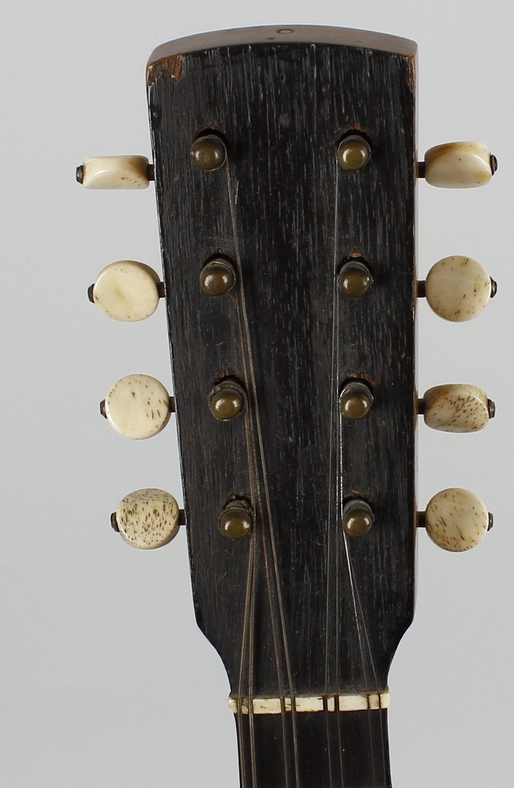 A cased eight-string banjo. The plain stained-wood body having ivorine tuners, unmarked 21 (53.5 cm) - Image 2 of 4