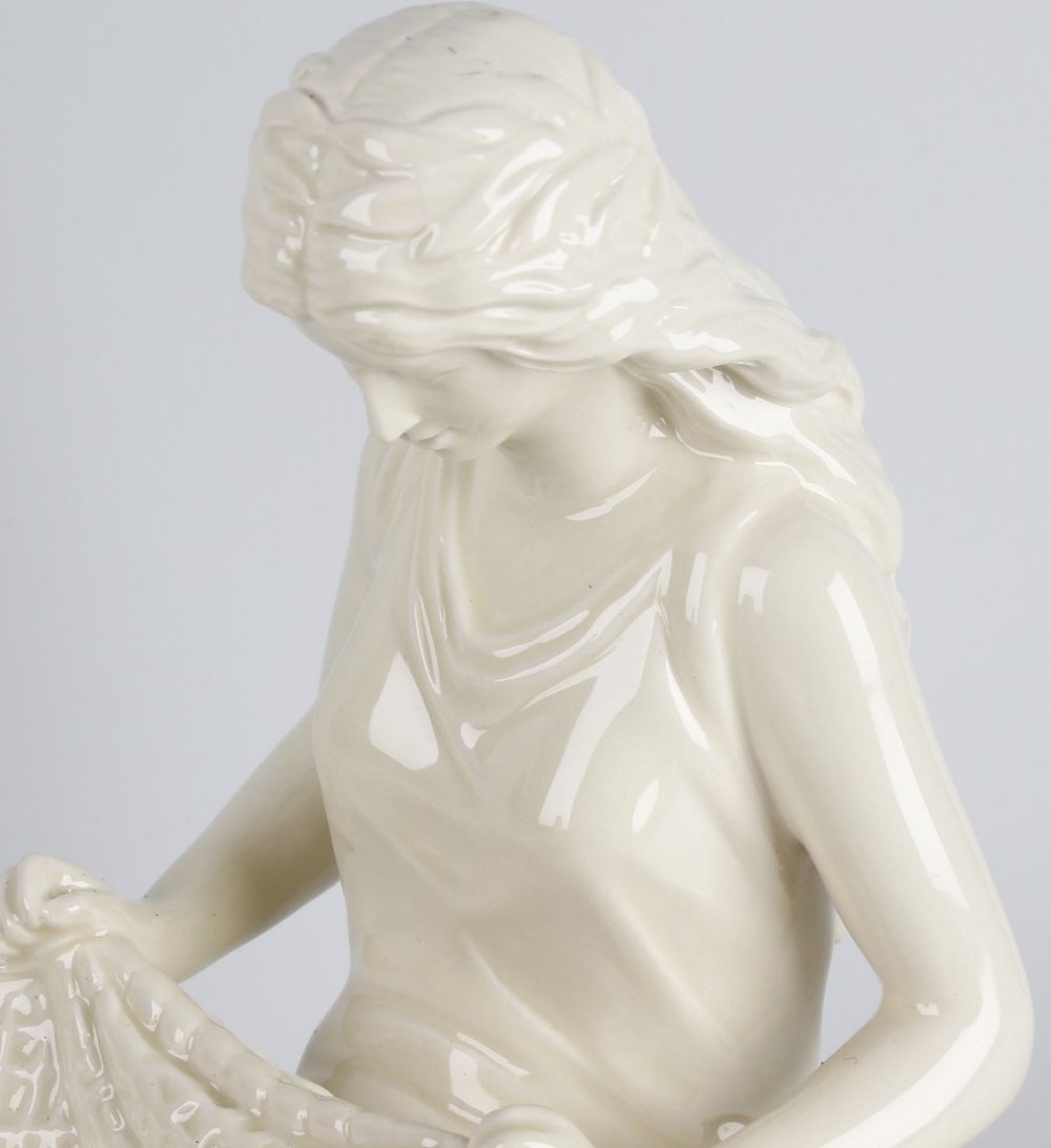 A modern Wedgwood Queensware Neriad centrepiece or dessert bowl, modelled as two females holding - Image 2 of 2