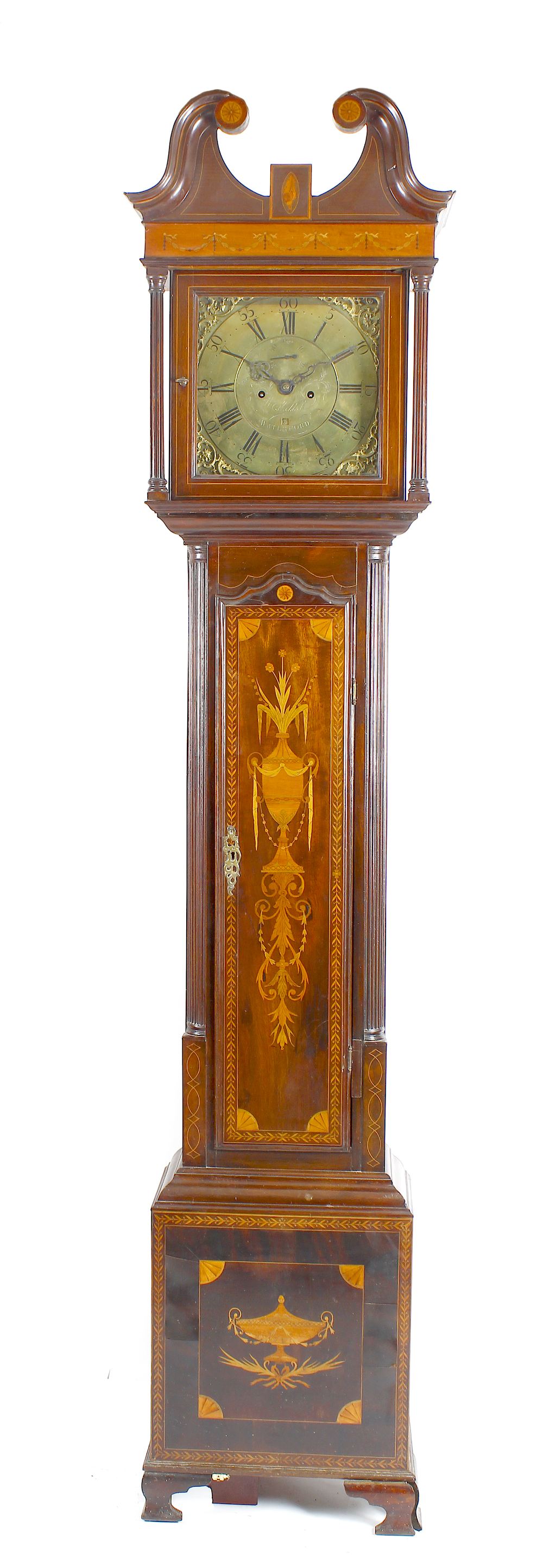 A good George III Irish inlaid mahogany longcase clock William Maddock, Waterford, the 13-inich