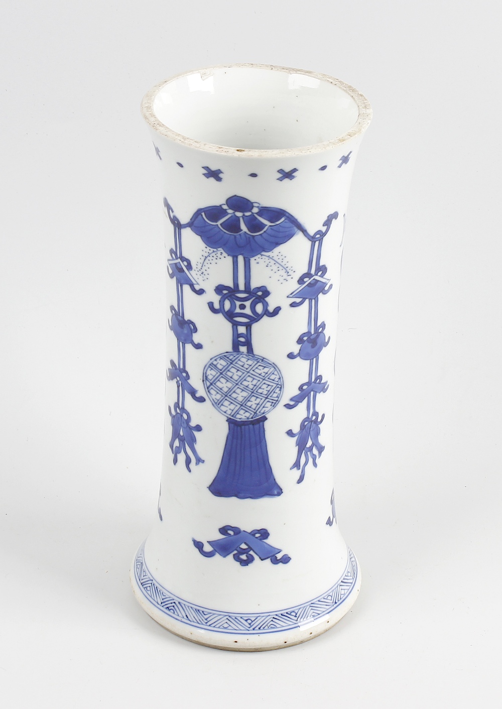 Two Chinese blue and white porcelain vases. 19th century or earlier. One of shouldered tapering form - Image 3 of 4
