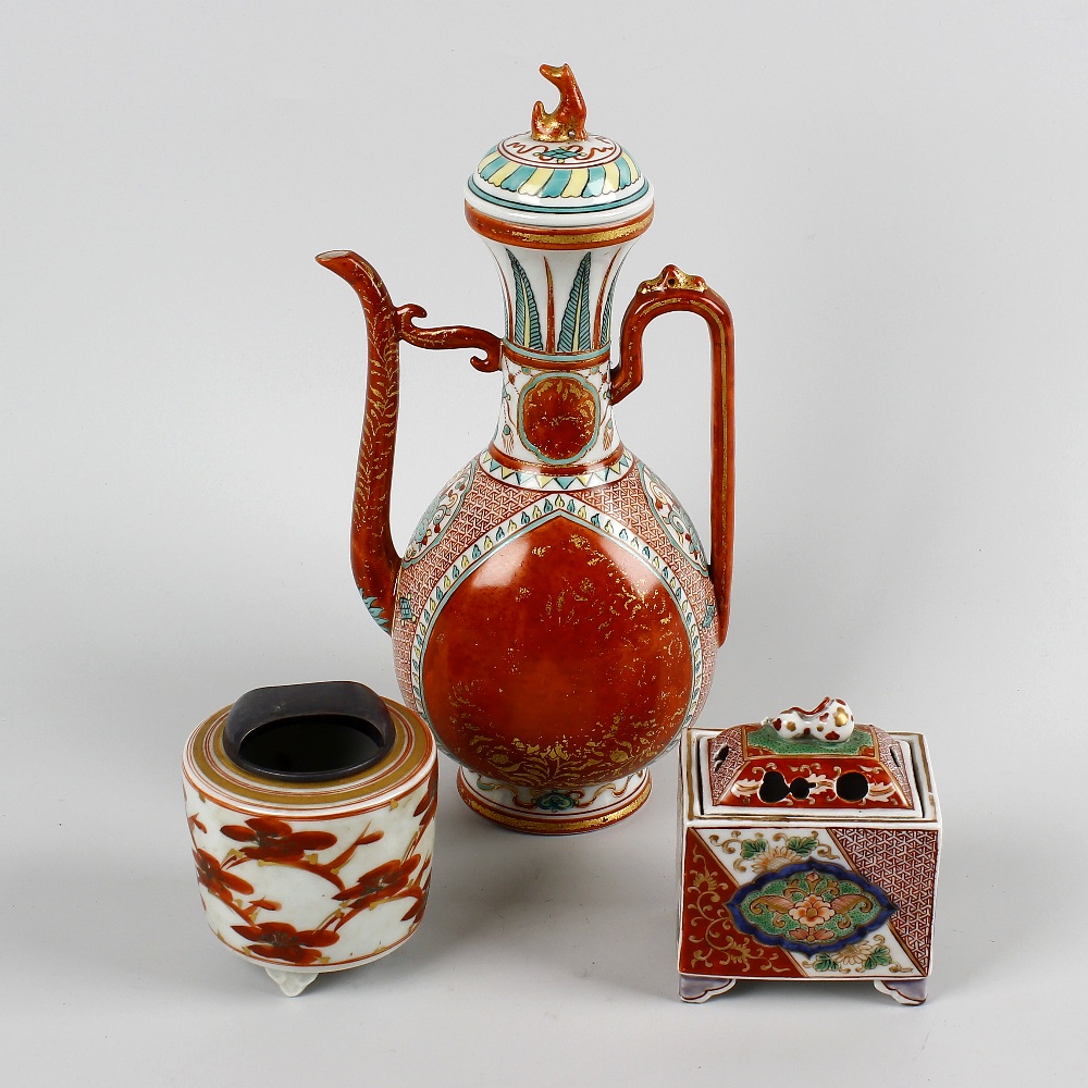 A group of Japanese porcelain. To include an Indo-Persian style coffee pot of pear form with