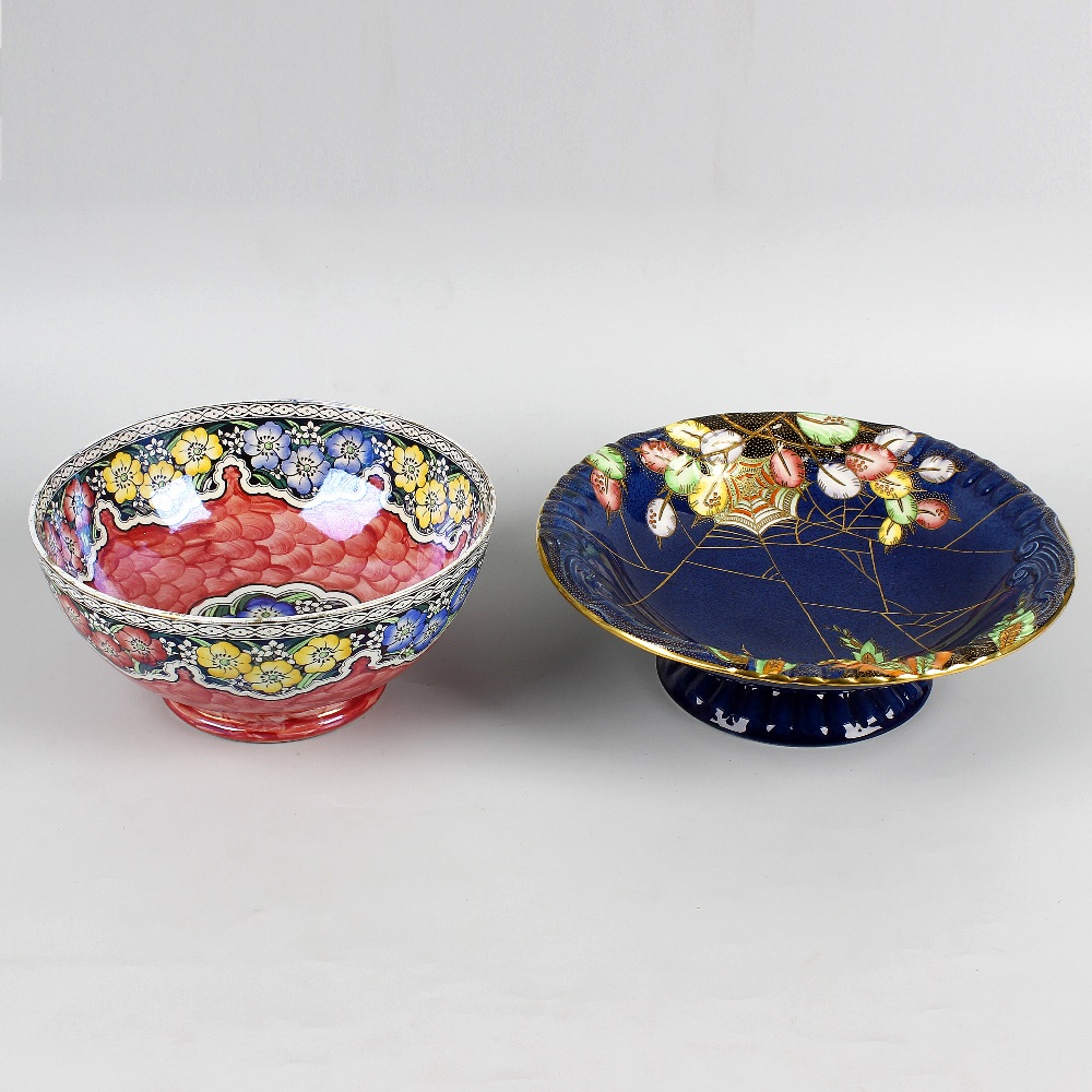 A selection of mixed porcelain with floral decoration. Comprising two Carltonware dishes, one of