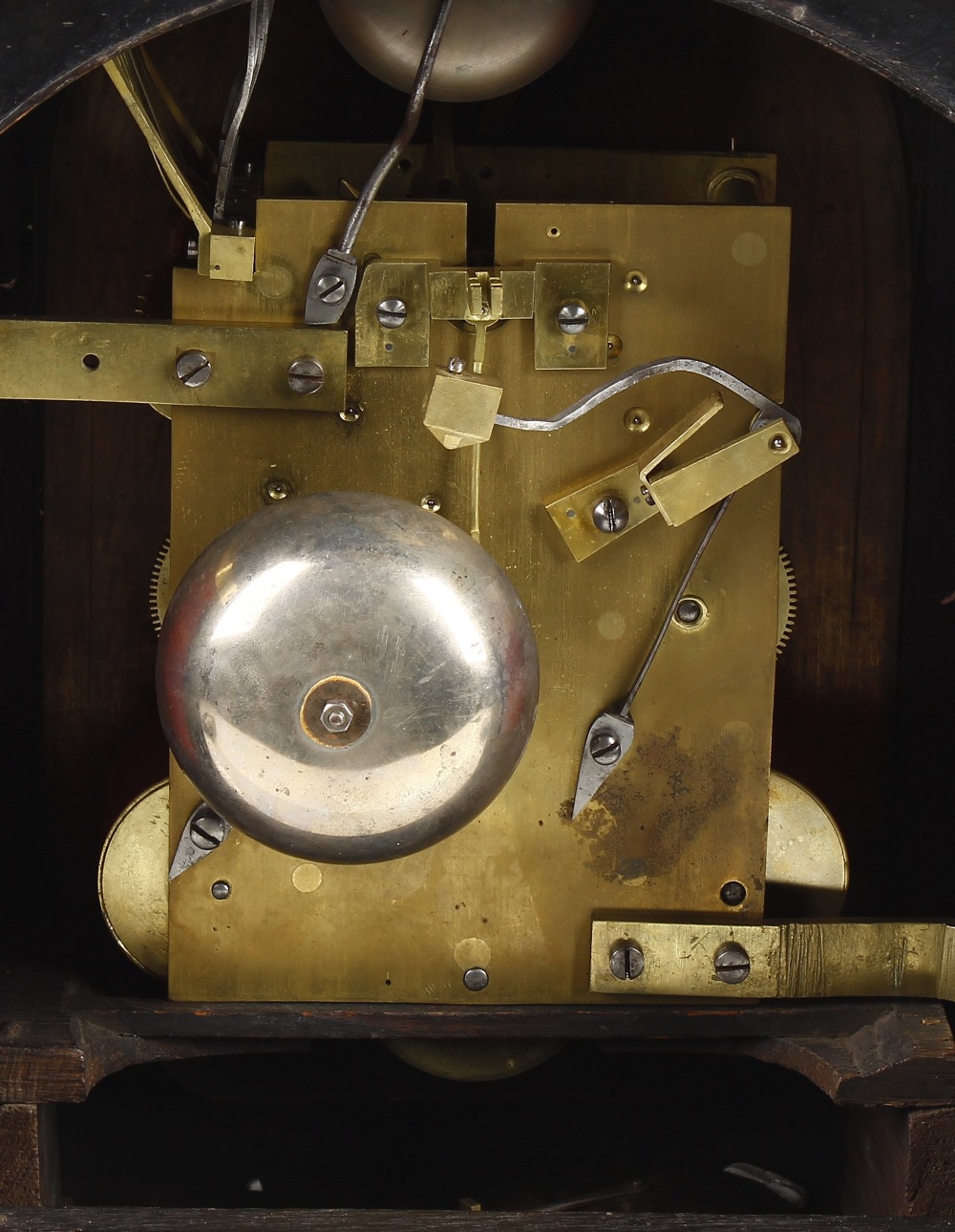 An early Victorian gothic revival ebonised triple fusee bracket or table clock Widenham, London - Image 4 of 4