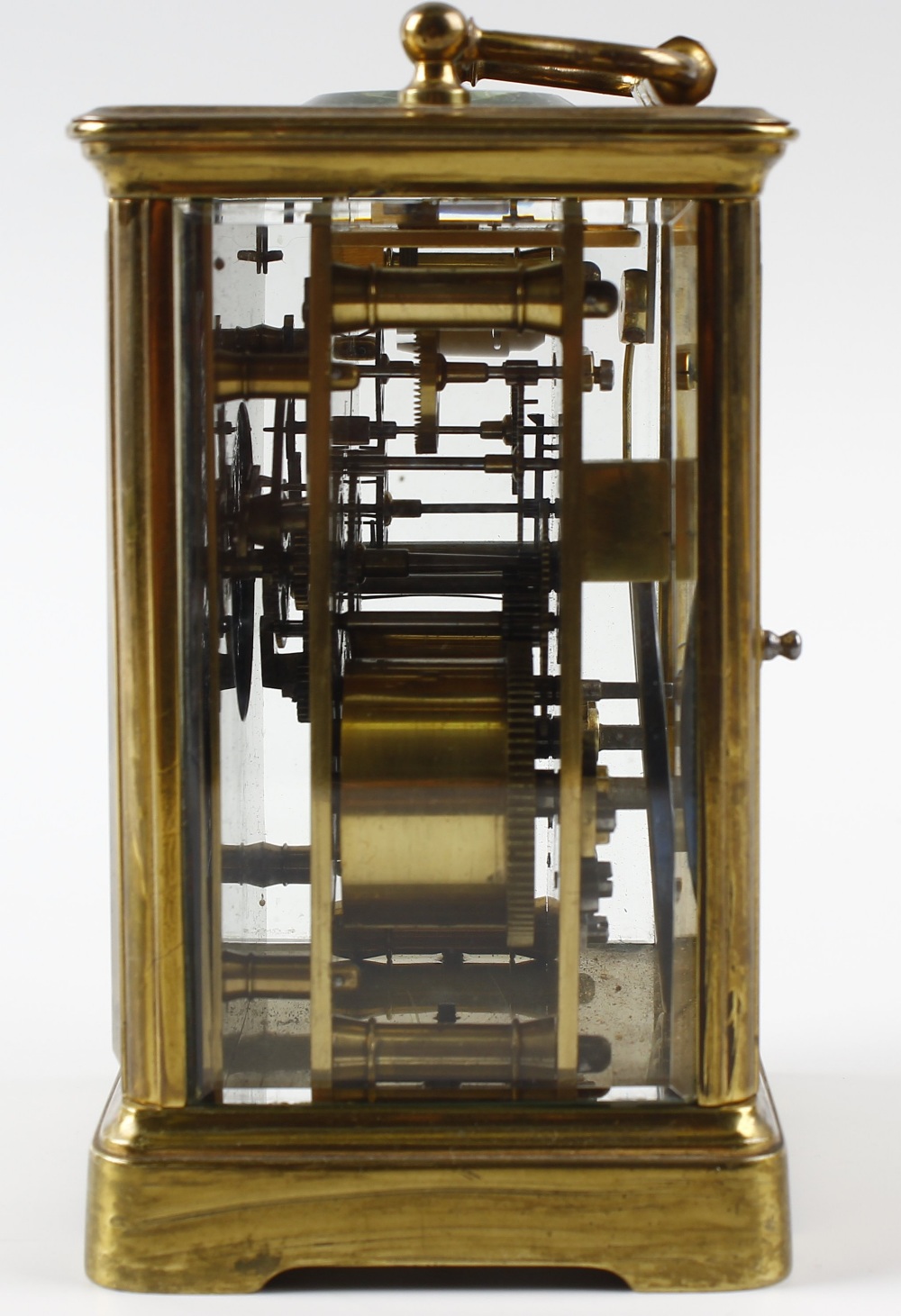 A brass cornice cased carriage clock with white Roman dial, the replaced leaver platform - Image 2 of 5
