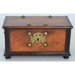 A Victorian brass studded walnut deed bo