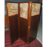 A 1930s oak three fold dressing screen e