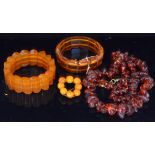 A natural amber graduated necklace, form