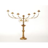 A 20th Century brass menorah style candl