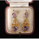 A pair of Victorian gold, amethyst and s