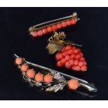 A 19th Century coral pin brooch, the cir