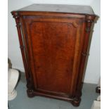 A Victorian burr walnut music cabinet,