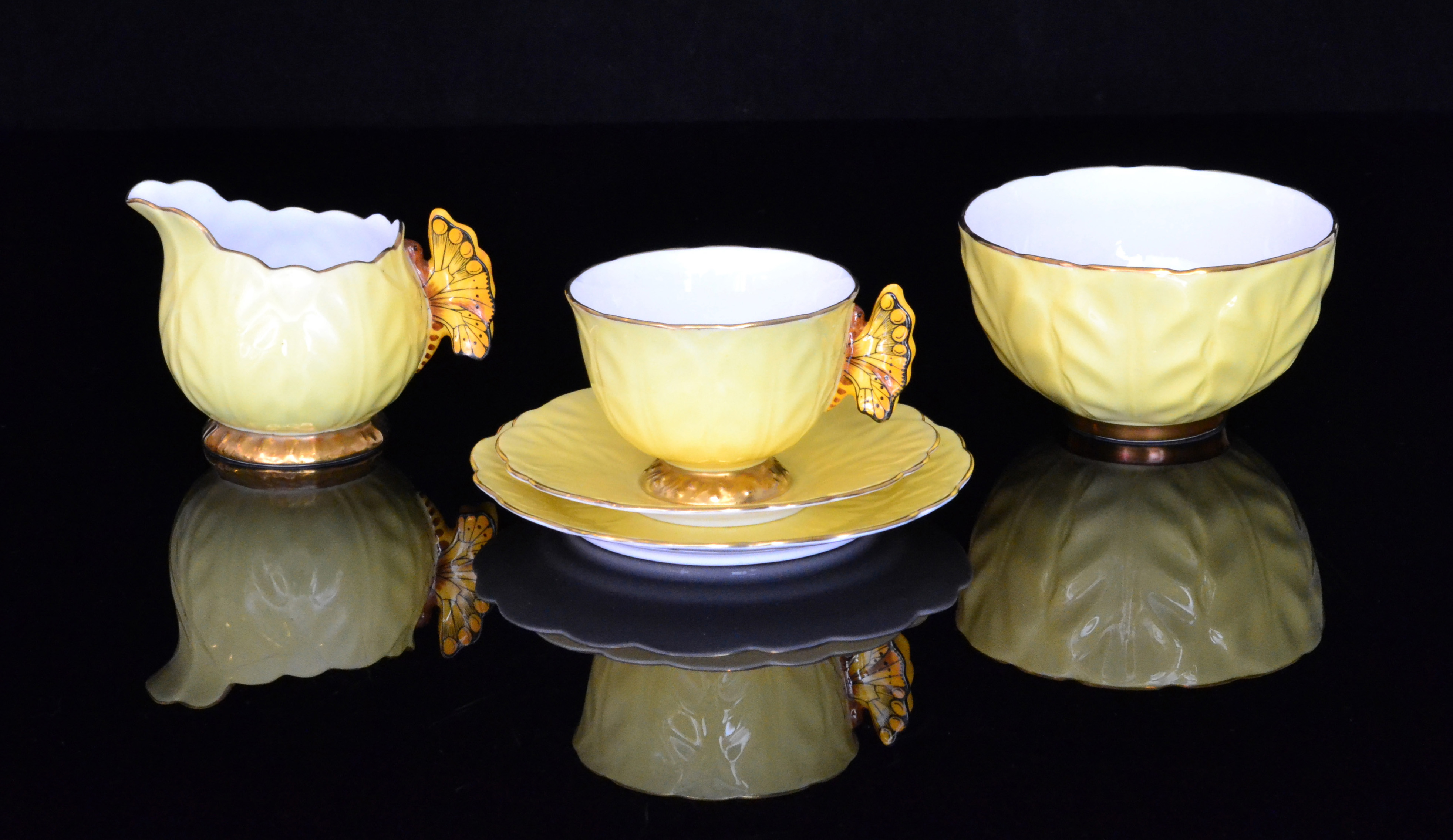 A 1930s Aynsley butterfly handle teaset