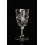 A late 19th Century Stourbridge crystal glass goblet, possibly Thomas Webb & Sons, large ovoid