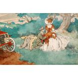 Rene Bull (1872 - 1942) - The Romance of Motoring, watercolour, signed and dated 1903, framed,