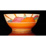 Clarice Cliff - Fruitburst - A large Havre shape fruit bowl circa 1930, hand painted with a band of