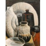 Guy Worsdell (1908 - 1978) - A composition with vases and an ammonite, oil on canvas, signed,