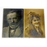 Sherwin & Cotton - Two 6in x 9in relief moulded portrait tiles, the first of Lloyd George and the