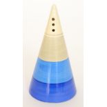 Clarice Cliff - Banded - A conical sugar sifter circa 1933, hand painted with grey and tonal blue