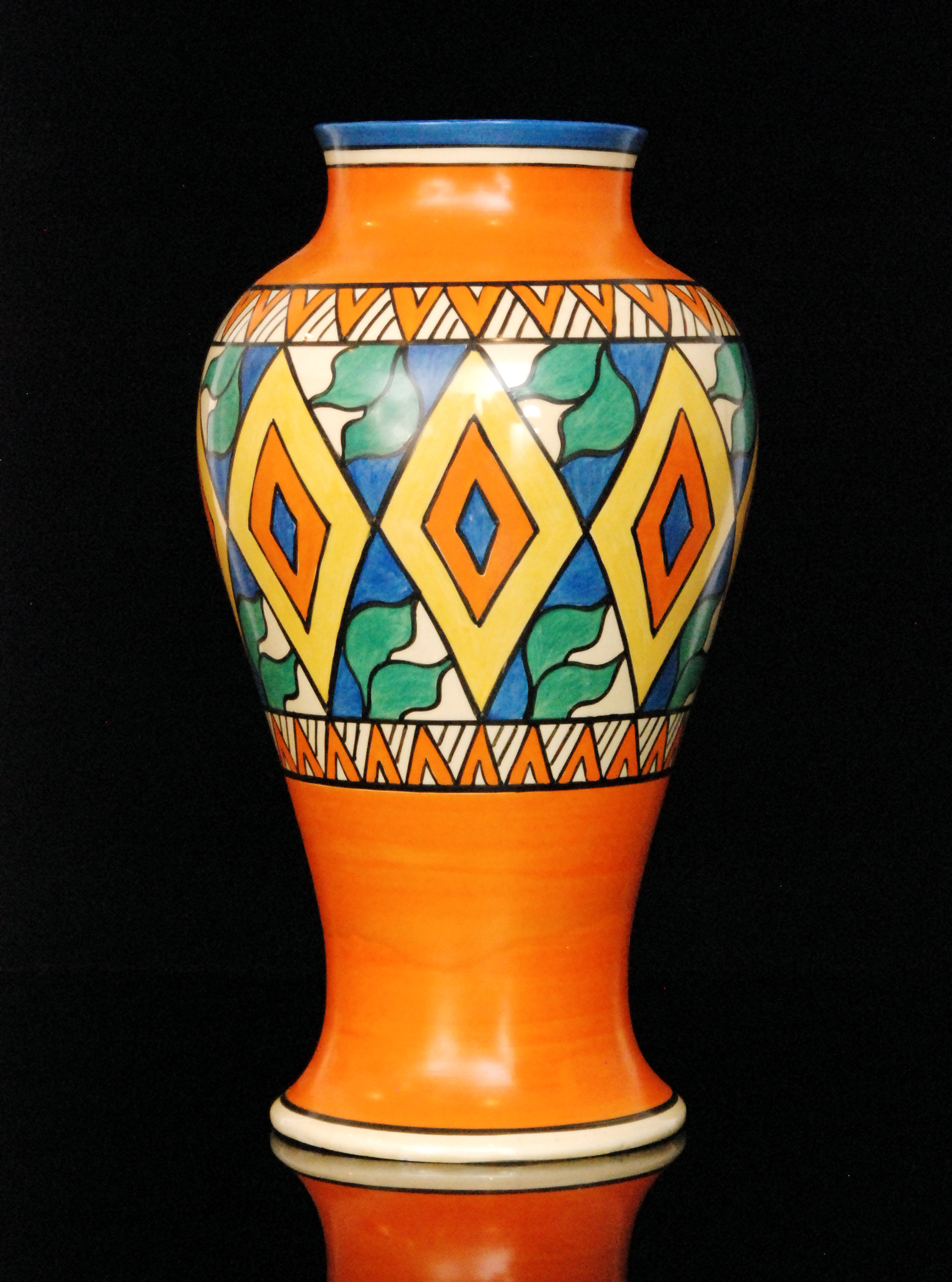 Clarice Cliff - Diamonds variant - A large shape 14 Mei Ping vase circa 1929,