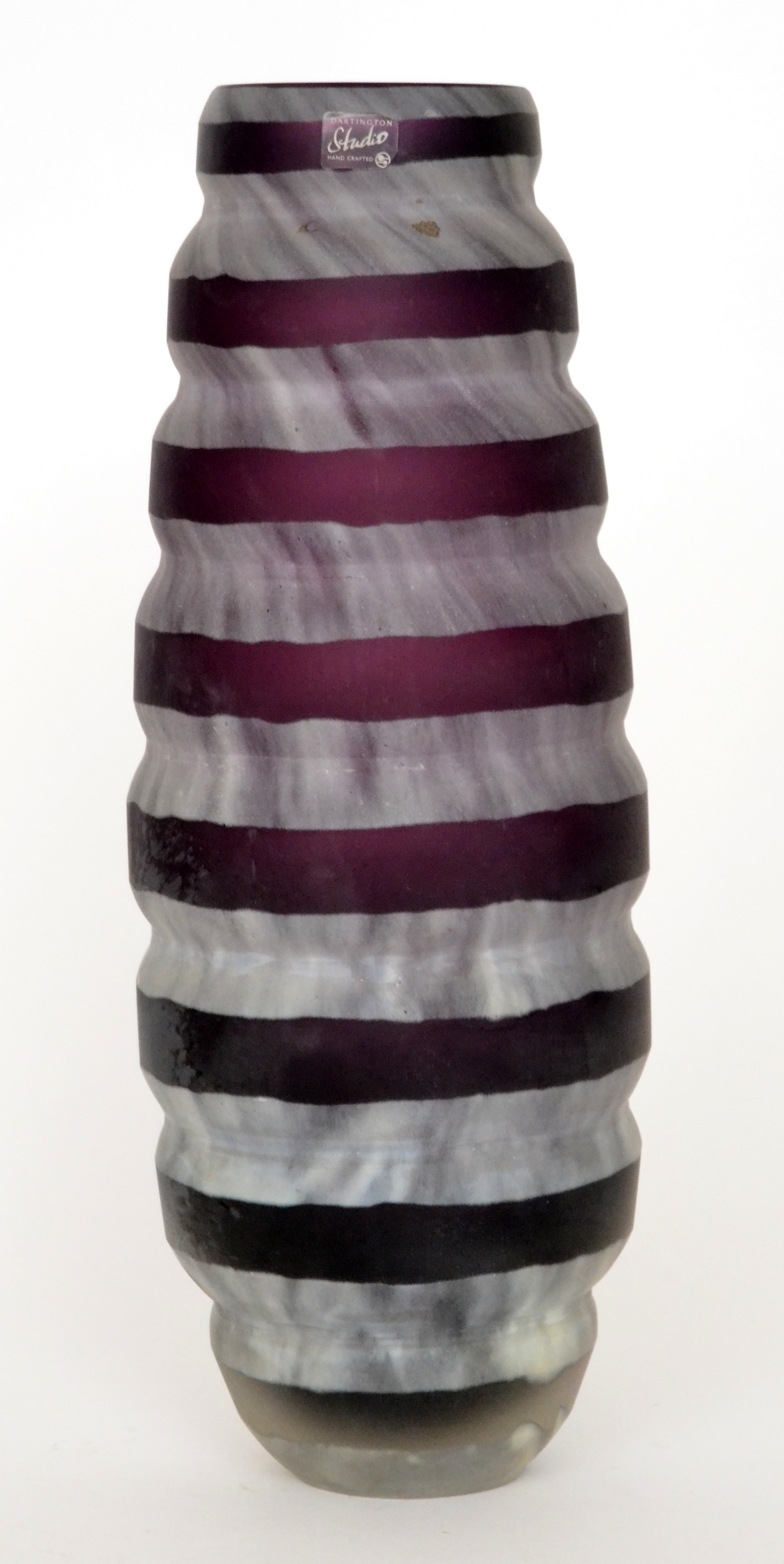 Dartington Crystal - A contemporary Dartington Studio glass vase of swollen ovoid form with ringed