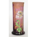 Mont Joye & Cie - An early 20th Century Art Nouveau glass vase of sleeve form with a hexagonal