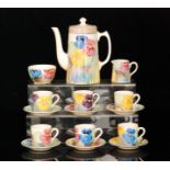 Clarice Cliff - Delecia Pansies - A Tankard shape coffee service circa 1932 comprising coffee pot,