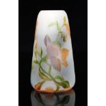 Harrach - An early 20th Century cameo glass vase of tapered sleeve form, cased in tonal pink, green