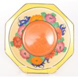 Clarice Cliff - Gayday - A large octagonal bowl circa 1930, hand painted to the interior with a