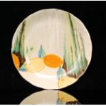 Clarice Cliff - Delecia Citrus - A shallow circular plate circa 1930 hand painted with stylised