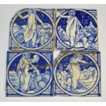 John Moyr Smith - Minton - Eighteen assorted blue and white 6in dust pressed tiles depicting