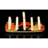 Clarice Cliff - Oranges & Lemons - A five bar toast rack circa 1931 of rectangular section,