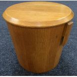 Drummond Woodware, Greenock - An Art Deco style oak coal bin of cylindrical form, bearing label,