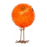 Alessandro Pianon - Vistosi - A Pulcini glass bird circa 1962 with a spherical orange body with