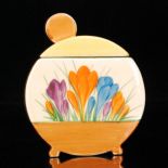 Clarice Cliff - Crocus - A Bon Jour shape preserve pot circa 1936, hand painted with Crocus flowers