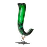 Alessandro Pianon - Vistosi - A Pulcini glass bird circa 1962 with a sleeve form green body with