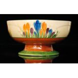 Clarice Cliff - Crocus - A large pedestal bowl circa 1928, hand painted with Crocus sprays with