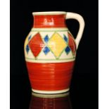 Clarice Cliff - Original Bizarre - A single handled Lotus jug circa 1928 hand painted with a band