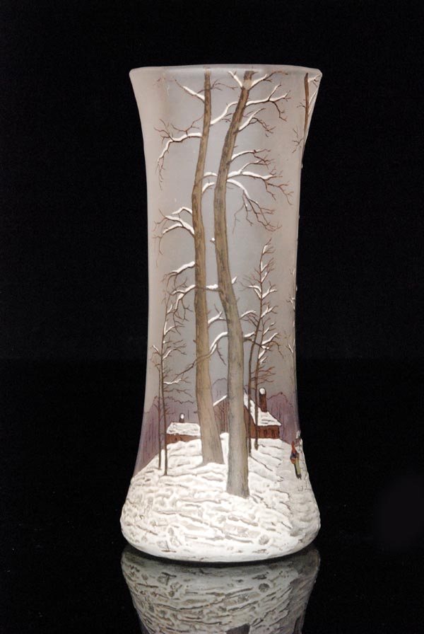 In the manner of Legras - An early 20th Century Art Nouveau glass vase of sleeve form with